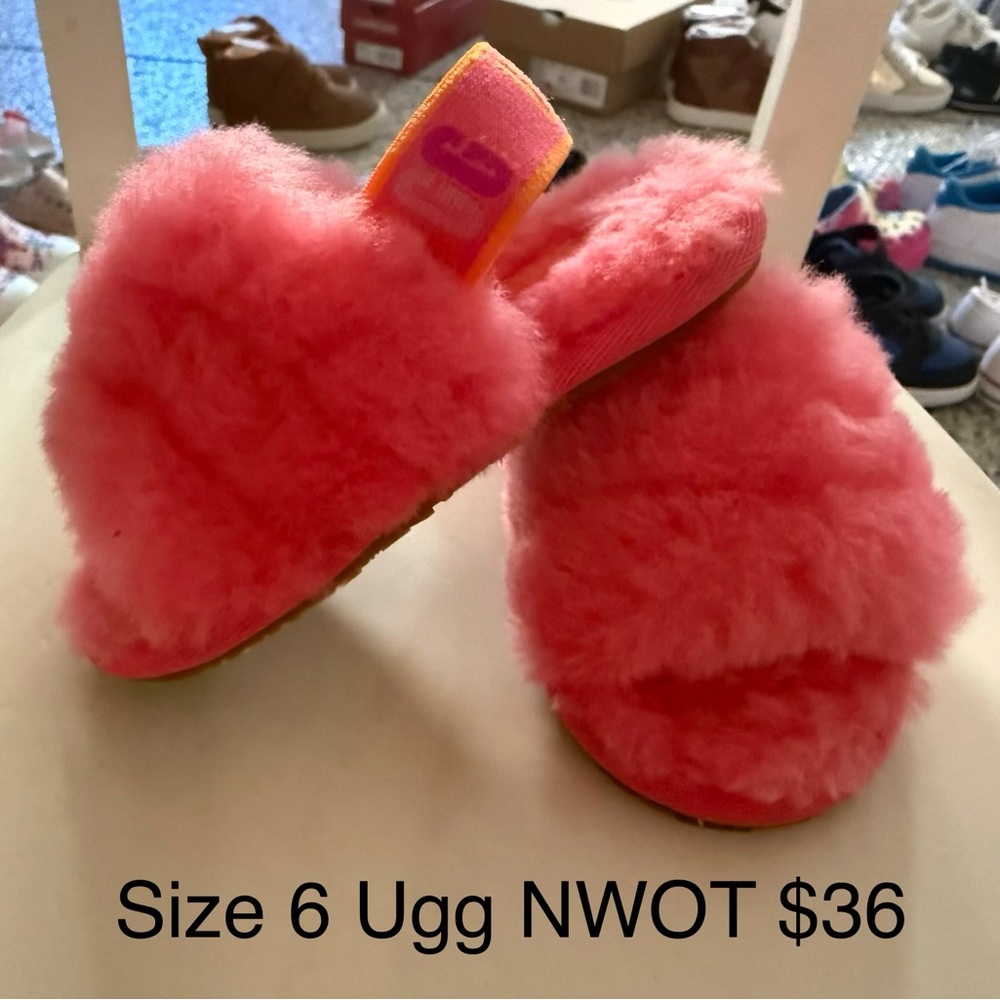 UGG Kids Fuzzy Coral Slippers